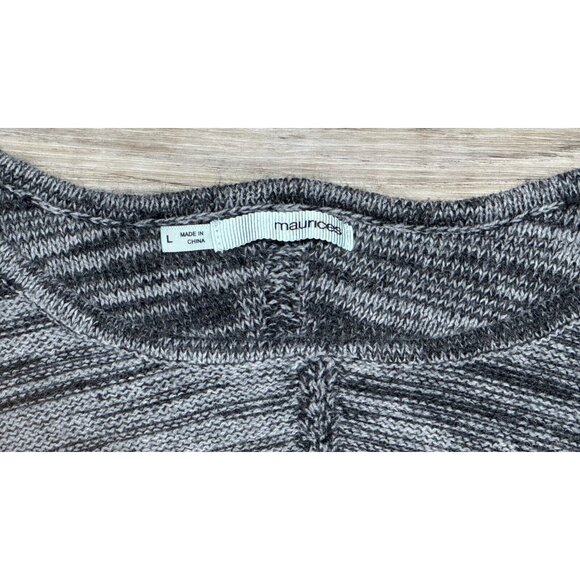 Maurices Womens Size L Gray Chevron Stripe Long Sleeve Tunic Sweater Pullover - Picture 8 of 16